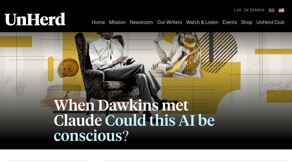 Screenshot of unherd.com: When Dawkins met Claude – Could this AI be conscious?