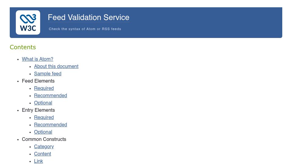 Screenshot of validator.w3.org: Introduction to Atom