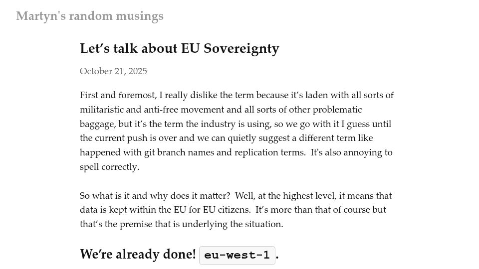 Screenshot of musings.martyn.berlin: Let's talk about EU Sovereignty (2025)