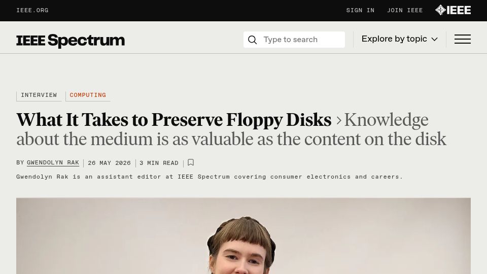 Screenshot of spectrum.ieee.org: What It Takes to Preserve Floppy Disks