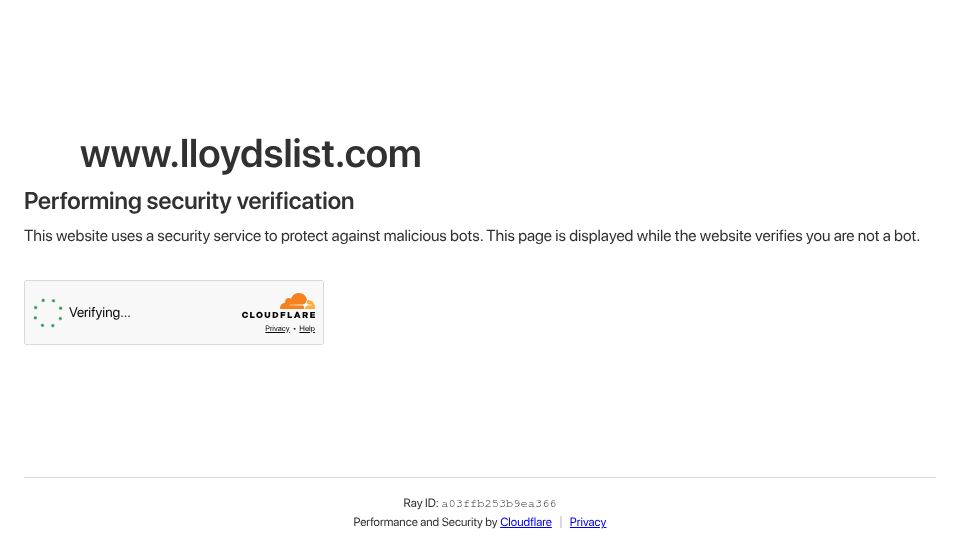 Screenshot of lloydslist.com: Hormuz crisis side effect: a sharp rise in container shipping rates