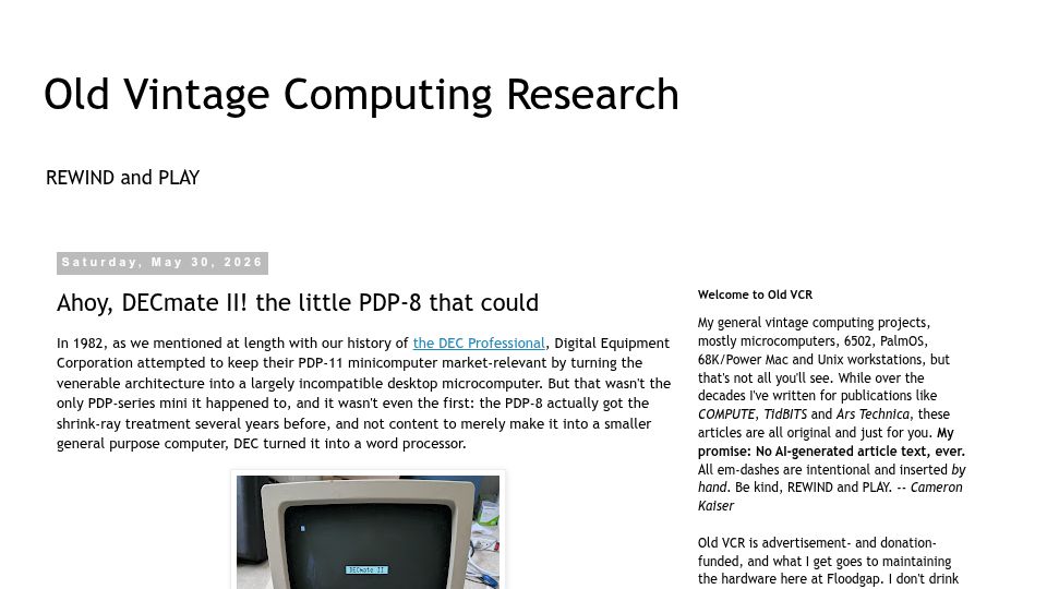Screenshot of oldvcr.blogspot.com: Ahoy, DECmate II the little PDP-8 that could