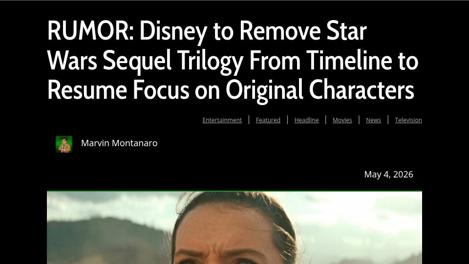 Screenshot of geeksandgamers.com: Rumor: Disney to Remove Star Wars Sequel Trilogy from Timeline