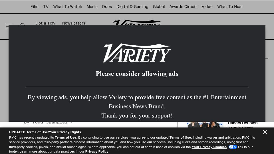Screenshot of variety.com: Zuckerberg 'Personally Authorized and Encouraged' Meta's Copyright Infringement