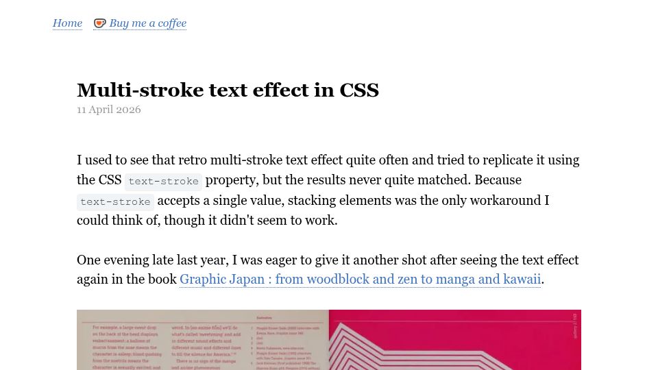 Screenshot of yuanchuan.dev: Multi-stroke text effect in CSS