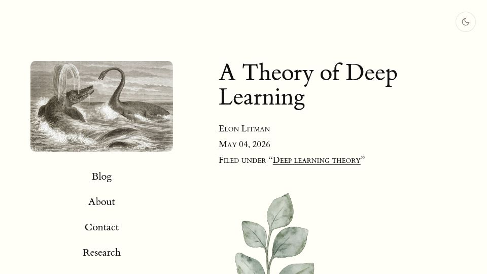 Screenshot of elonlit.com: A Theory of Deep Learning