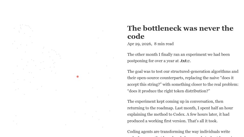 Screenshot of thetypicalset.com: The bottleneck was never the code