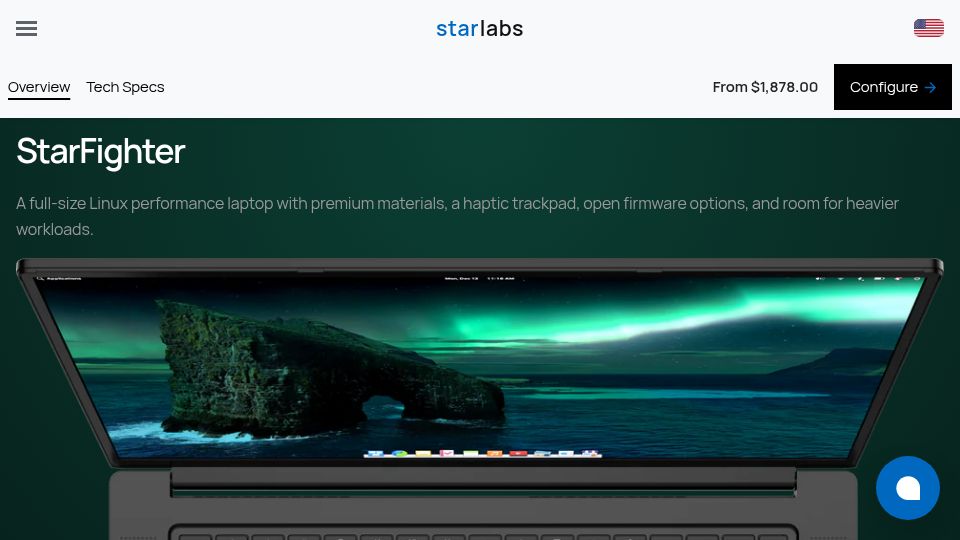 Screenshot of us.starlabs.systems: StarFighter 16-Inch