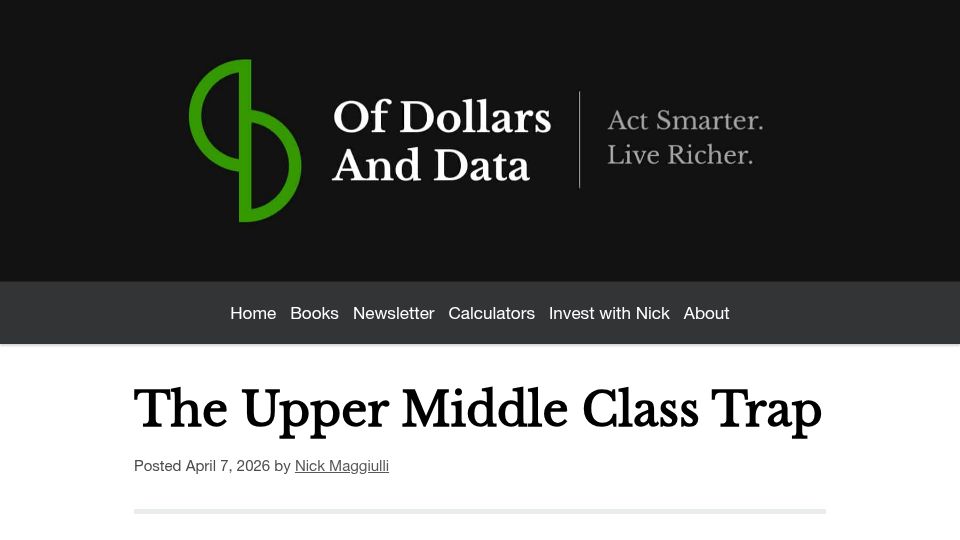 Screenshot of ofdollarsanddata.com: The Upper Middle Class Trap
