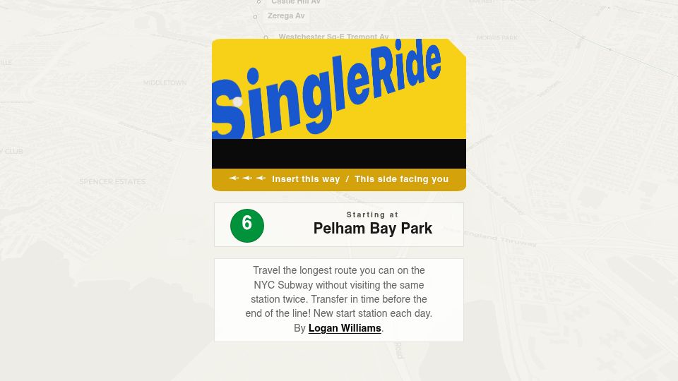 Screenshot of singleride.nyc: SingleRide: Longest route on NYC Subway without visiting the same station twice