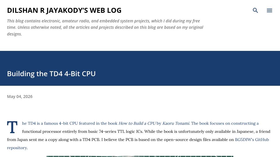 Screenshot of jayakody2000lk.blogspot.com: Building the TD4 4-Bit CPU