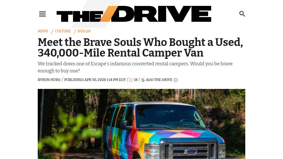 Screenshot of thedrive.com: The brave souls who bought a used, 340k-mile rental camper van
