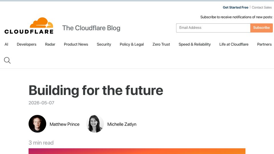 Screenshot of reuters.com: Cloudflare to cut about 20% of its workforce
