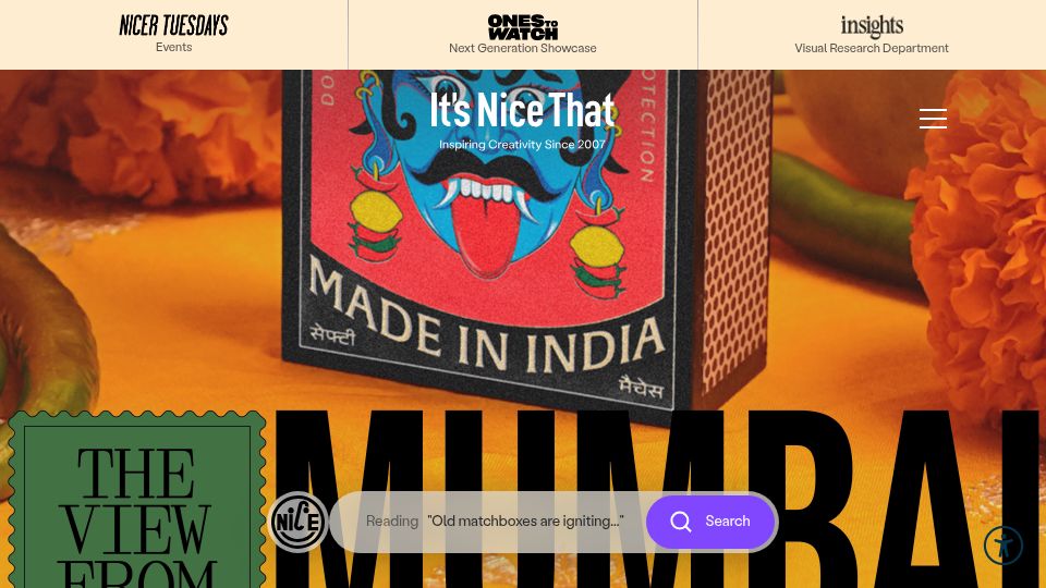 Screenshot of itsnicethat.com: Indian matchbox labels as a visual archive