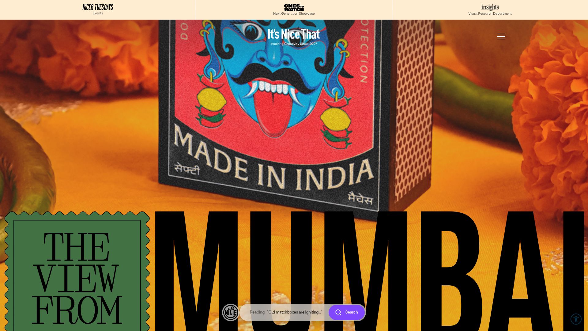 Screenshot of itsnicethat.com: Indian matchbox labels as a visual archive