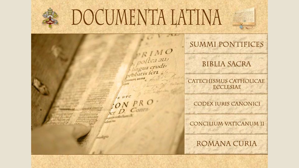 Screenshot of vatican.va: The Vatican's Website in Latin