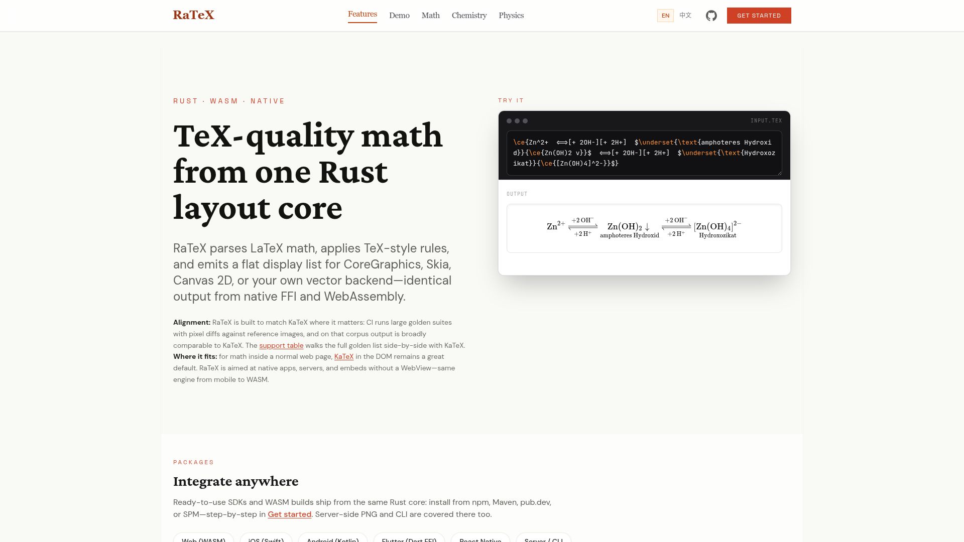 Screenshot of ratex.lites.dev: RaTeX: KaTeX-compatible LaTeX rendering engine in pure Rust