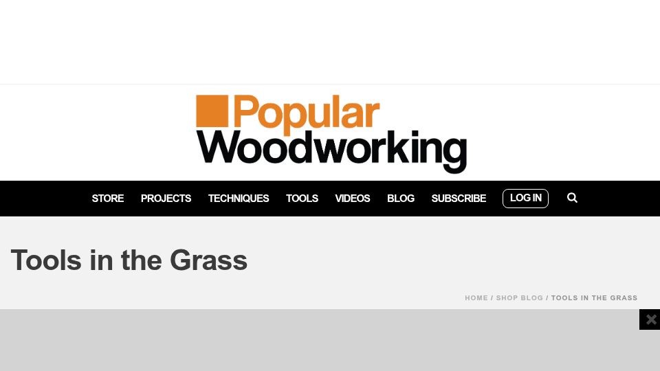 Screenshot of popularwoodworking.com: Tools in the Grass: Raising the next generation of crafts person