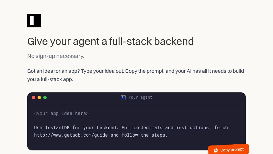 Screenshot of getadb.com: Show HN: GETadb.com – every GET request creates a DB