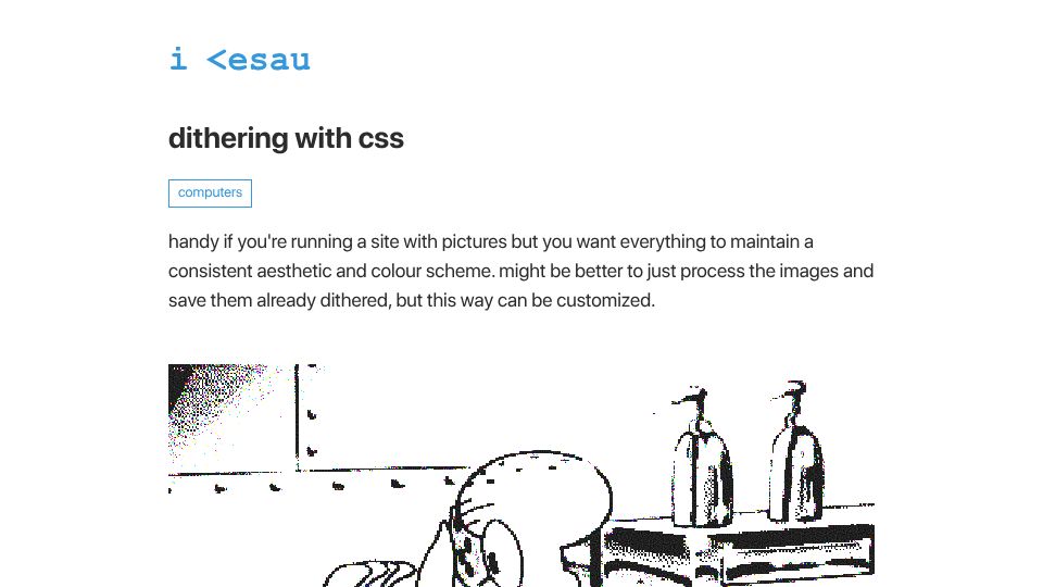 Screenshot of ikesau.co: Dithering with CSS