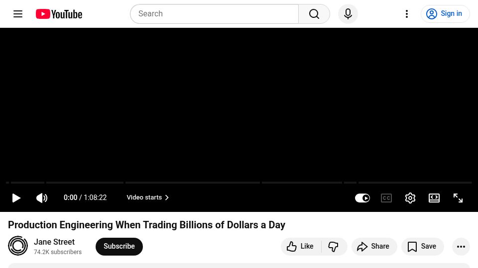 Screenshot of youtube.com: Production engineering when trading billions of dollars a day [video]