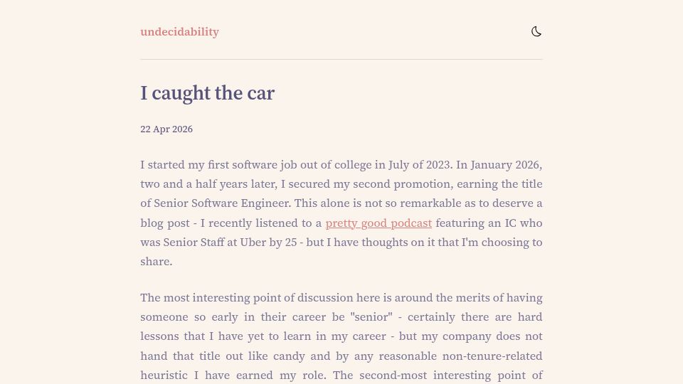 Screenshot of undecidability.net: I caught the car