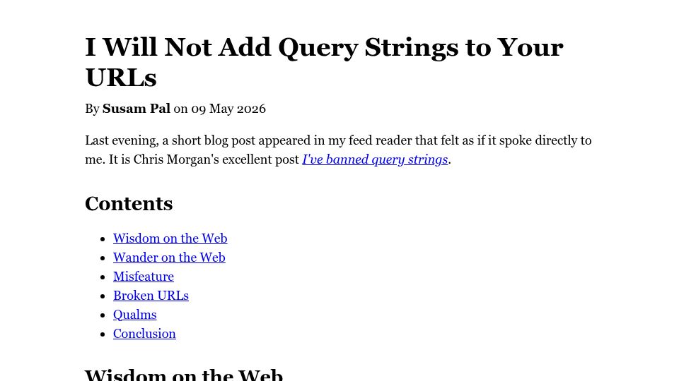 Screenshot of chrismorgan.info: I’ve banned query strings