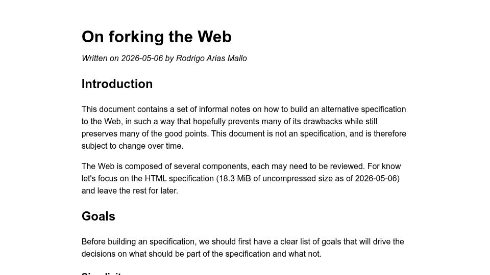 Screenshot of dillo-browser.org: Forking the Web