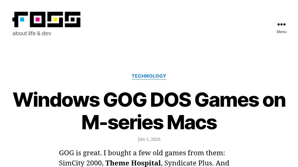 Screenshot of f055.net: Windows GOG DOS Games on M-Series Macs
