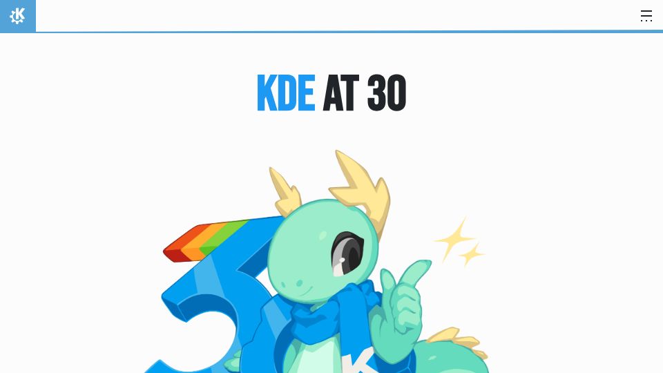 Screenshot of kde.org: KDE at 30