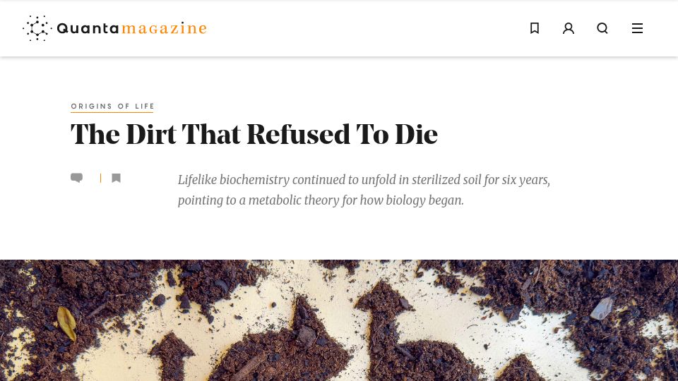 Screenshot of quantamagazine.org: What appear to be biochemical processes may be a natural feature of geology