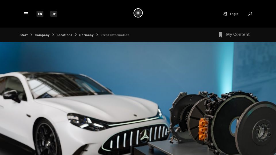 Screenshot of media.mercedes-benz.com: Mercedes‑Benz starts large‑scale production of electric axial flux motor
