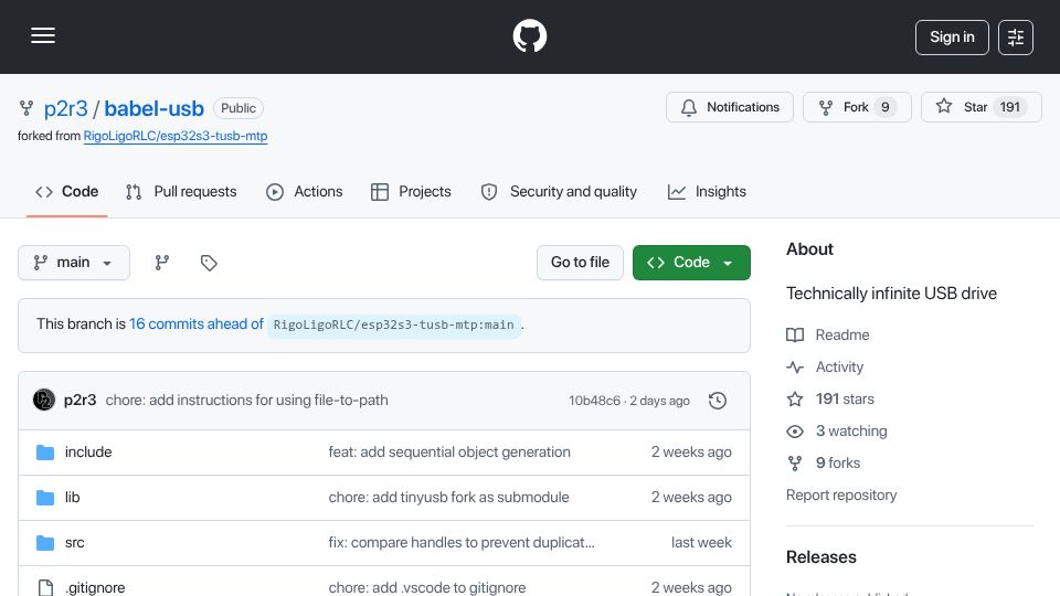 Screenshot of github.com: Babel-USB: USB drive with every file
