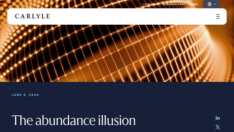 Screenshot of carlyle.com: The Abundance Illusion