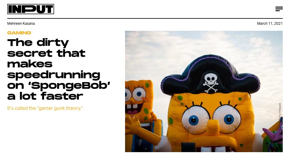 Screenshot of inverse.com: Smudging the game disc to make speedrunning 'SpongeBob' faster