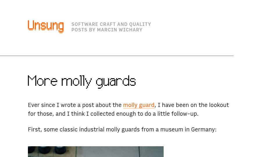 Screenshot of unsung.aresluna.org: More Molly Guards