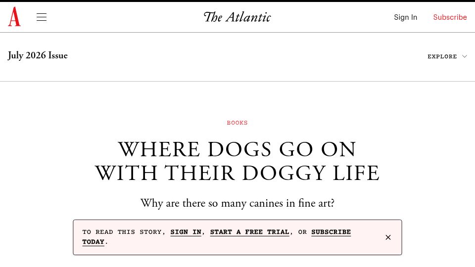 Screenshot of theatlantic.com: Why are there so many canines in fine art?