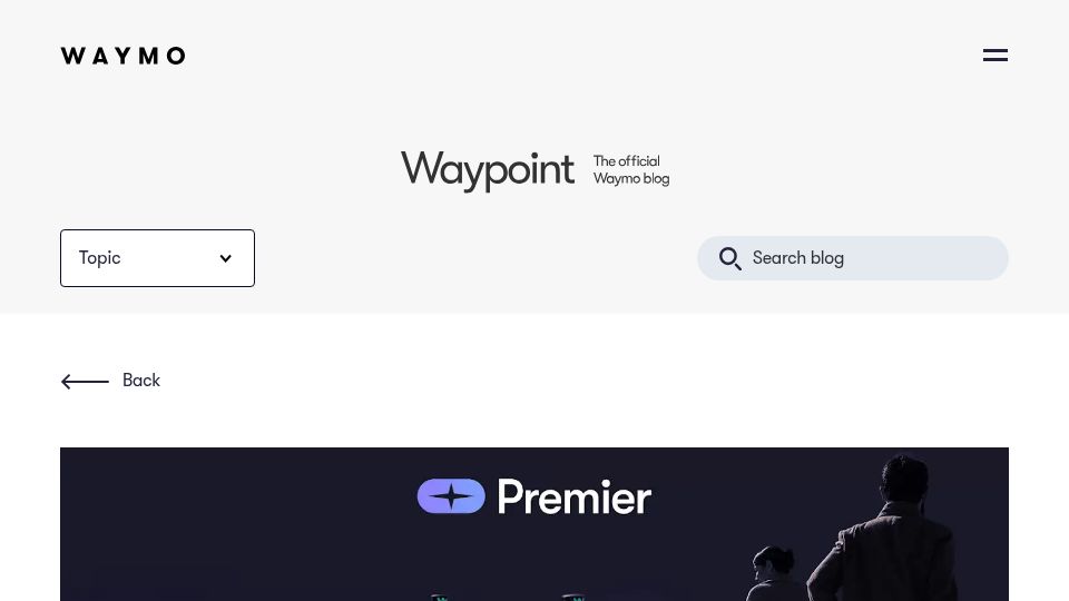 Screenshot of waymo.com: Waymo Premier