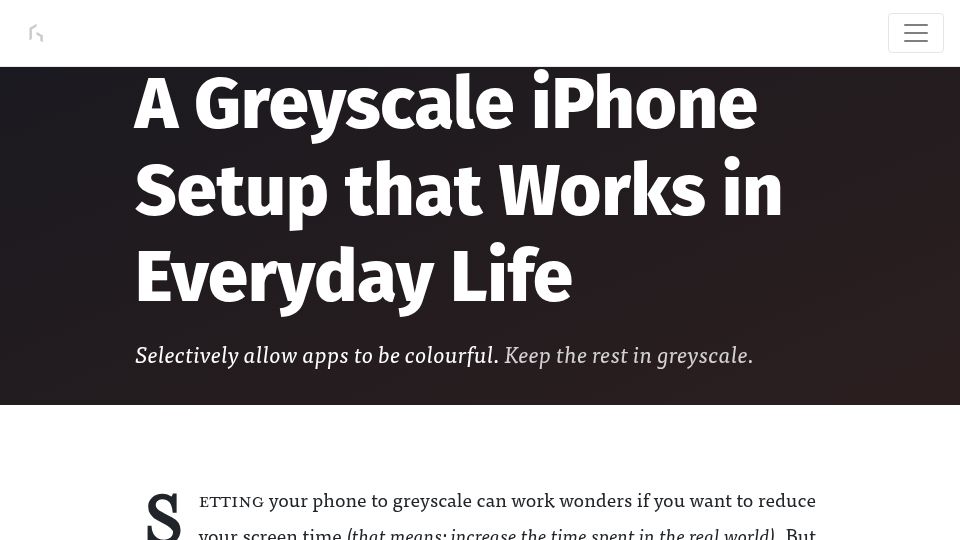 Screenshot of fabianhemmert.com: A greyscale iPhone setup that works in everyday life