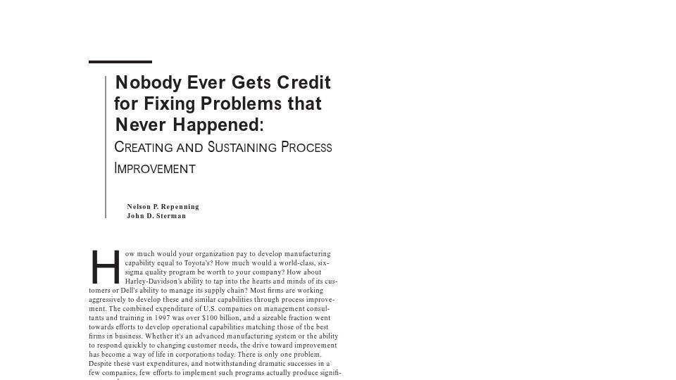 Screenshot of web.mit.edu: Nobody ever gets credit for fixing problems that never happened (2001) [pdf]