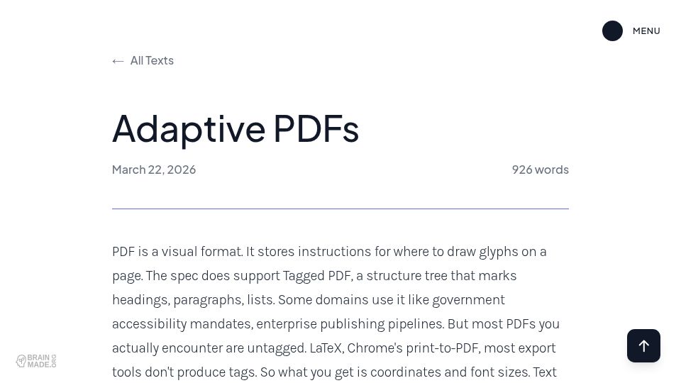 Screenshot of sgaud.com: Adaptive PDFs