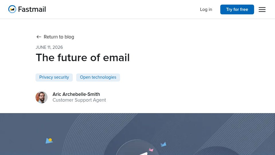 Screenshot of fastmail.com: The Future of Email
