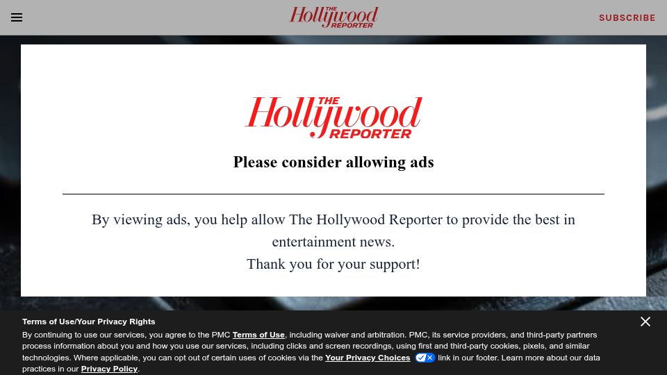 Screenshot of hollywoodreporter.com: A Peter Thiel-Backed Tribunal Is Putting Journalists on Trial