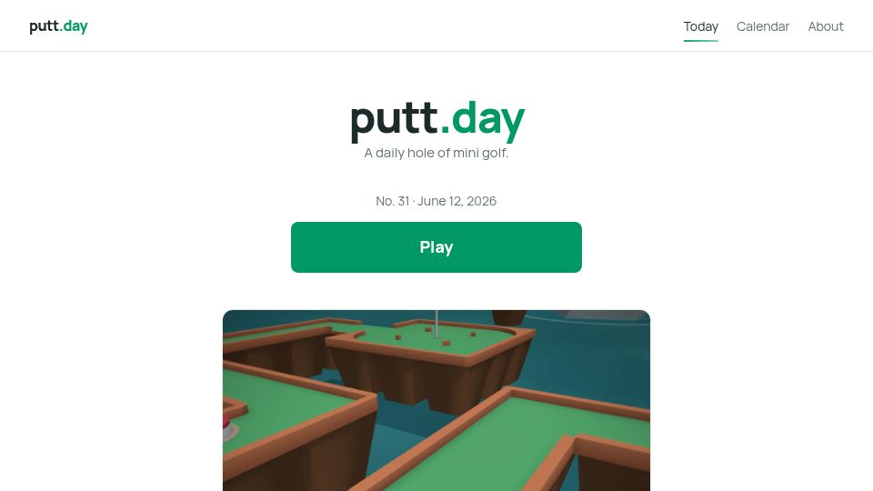 Screenshot of putt.day: Show HN: Putt.day a daily mini golf game