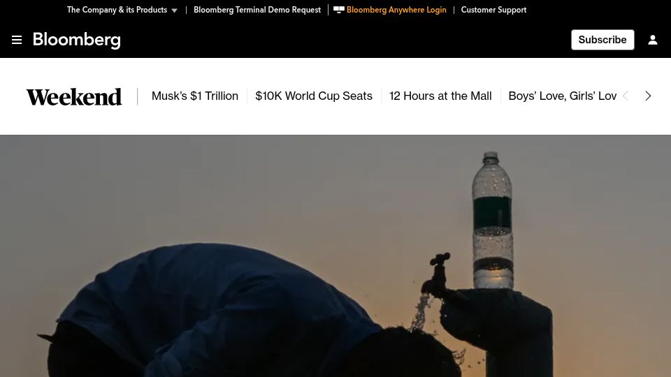 Screenshot of bloomberg.com: What Happens to an Economy When It's Too Hot to Work?
