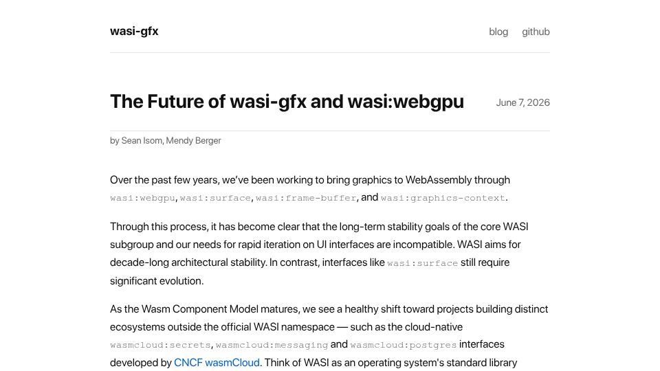 Screenshot of wasi-gfx.dev: The Future of wasi-gfx and wasi:webgpu