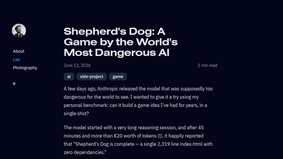 Screenshot of koenvangilst.nl: Shepherd's Dog: A Game by Fable