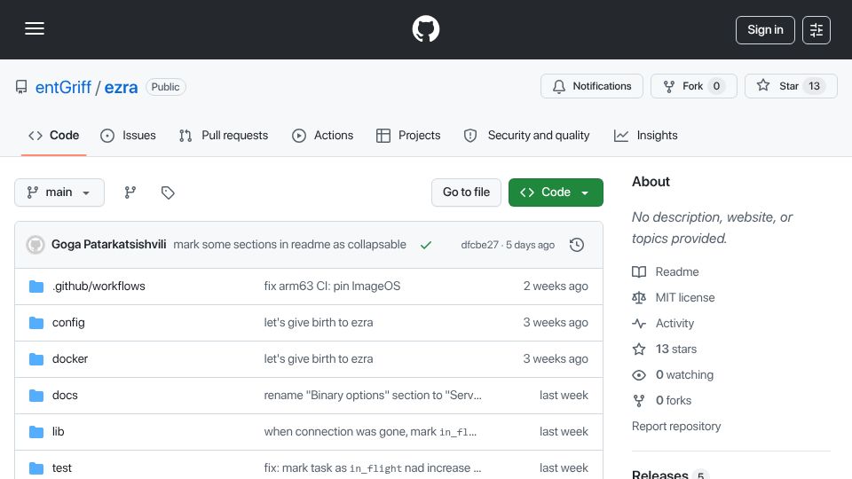 Screenshot of github.com: Show HN: Lightweight Task queue on Erlang/OTP, SQLite-backed, no overengineering