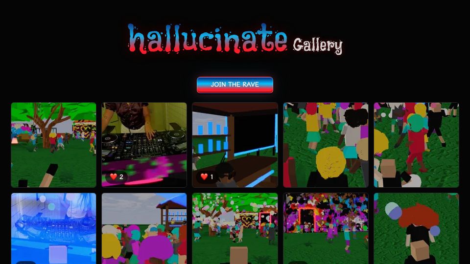 Screenshot of hallucinate.site: Show HN: 2 Weeks of Hallucinate – The Photo Gallery