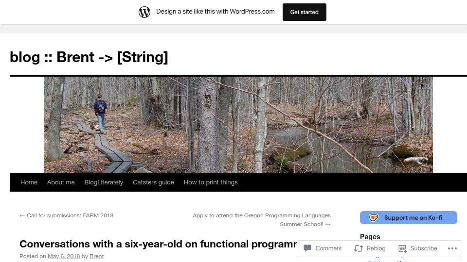 Screenshot of byorgey.wordpress.com: Conversations with a six-year-old on functional programming (2018)